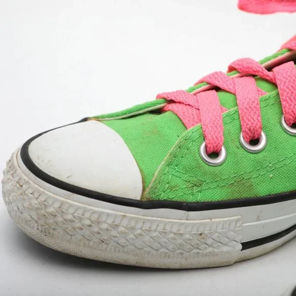 Converse Chuck Taylor All Star Low Top Sneakers Shoes Green Pink Canvas Rubber - Picture 6 of 11